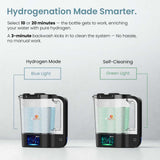 Hydrogen water bottle with hydrogen mode and self-cleaning features on a white background