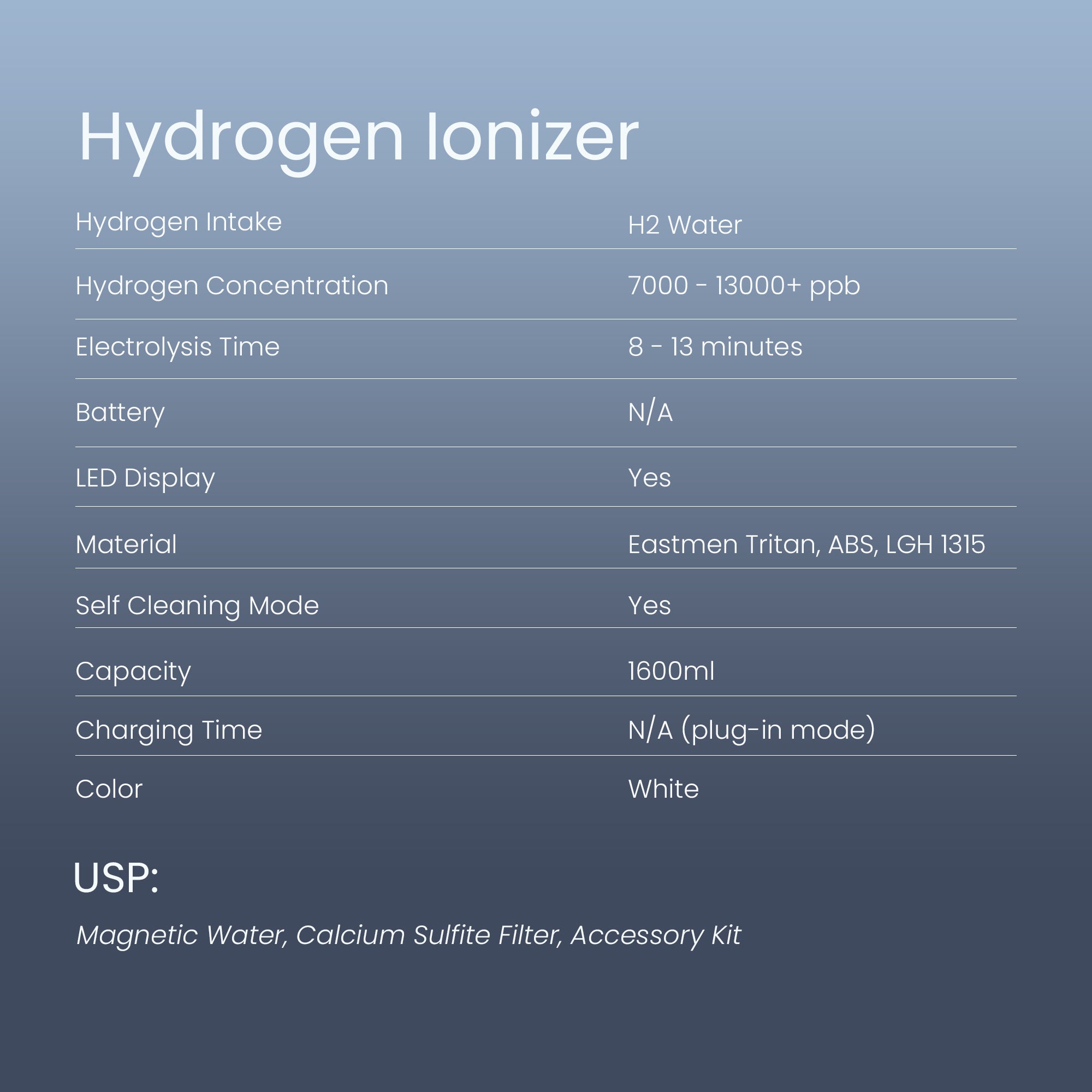 Hydrogen Ionizer - 1500ml