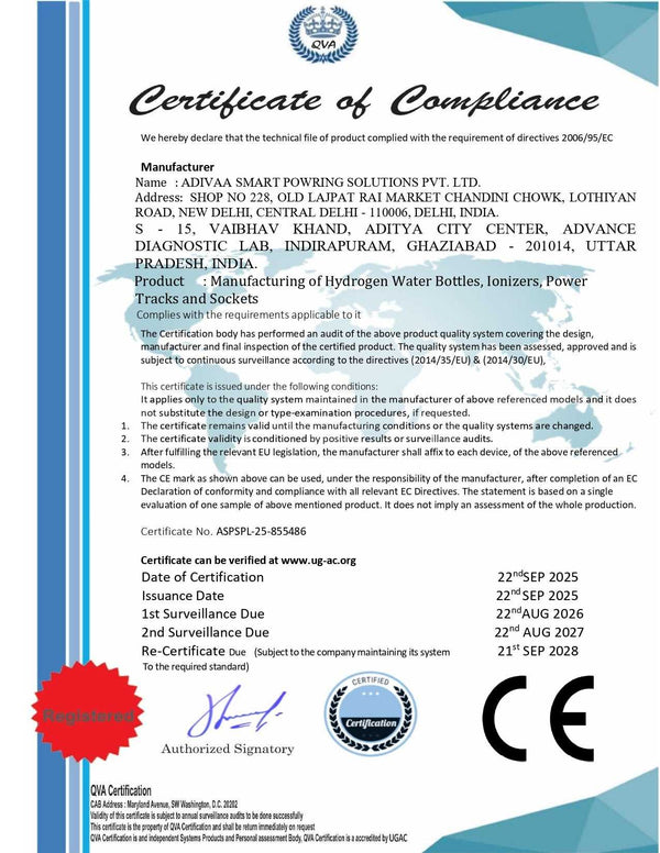CE certificate for Adivaa Smart Powering Solutions Pvt. Ltd.