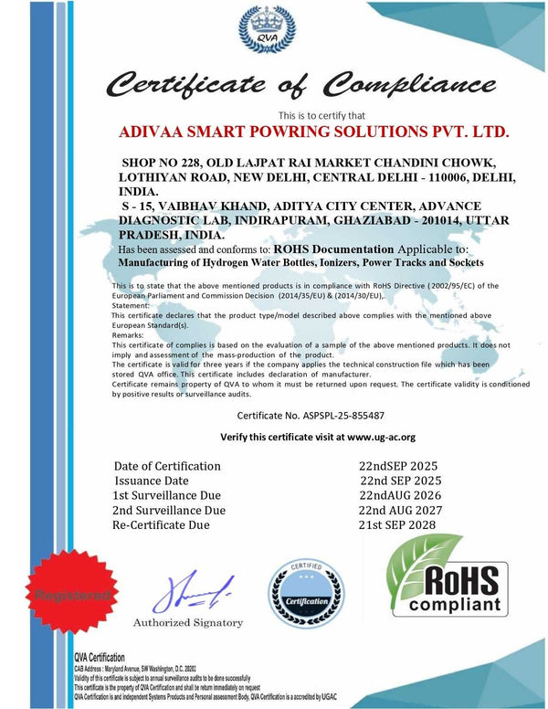 ROHS certificate for Adivaa Smart Powering Solutions Pvt. Ltd.
