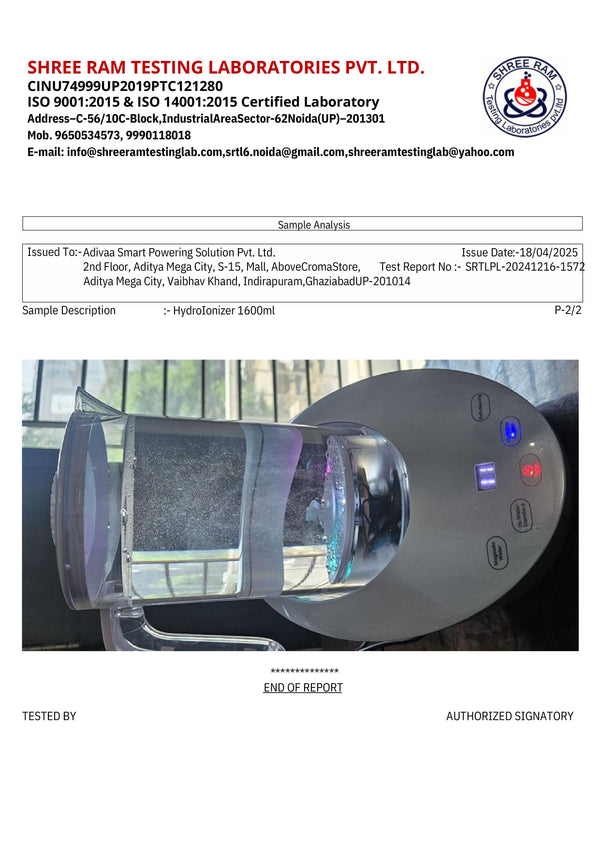 Migration test report, 1600 ml · page 2