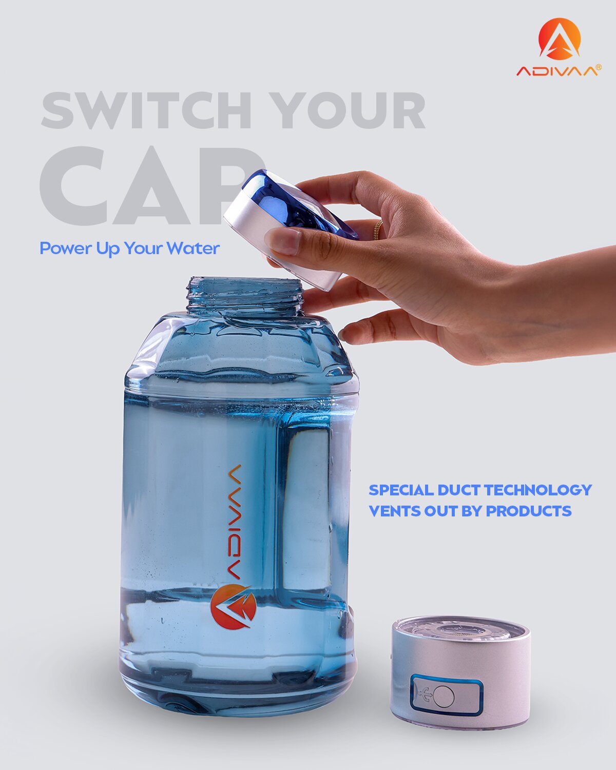 Switch your cap, power up your water: the generator cap's duct vents by-products out of the bottle