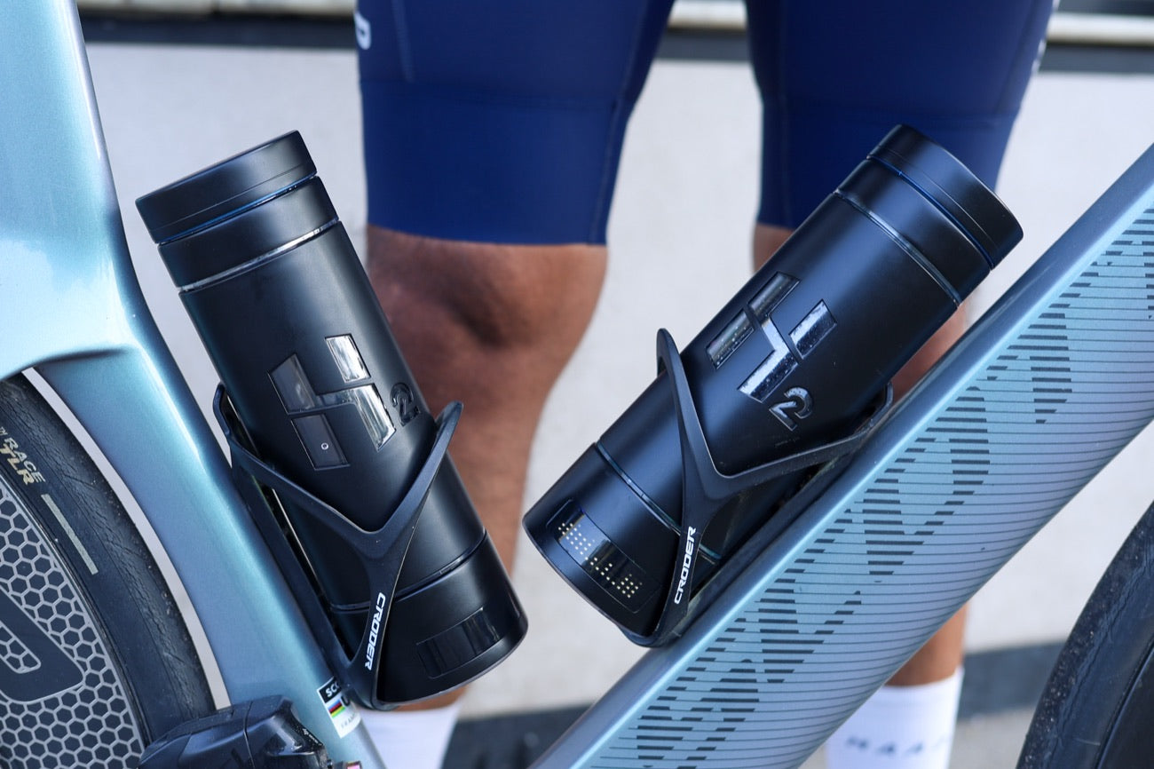 HydroMax bottle in a bicycle bottle cage