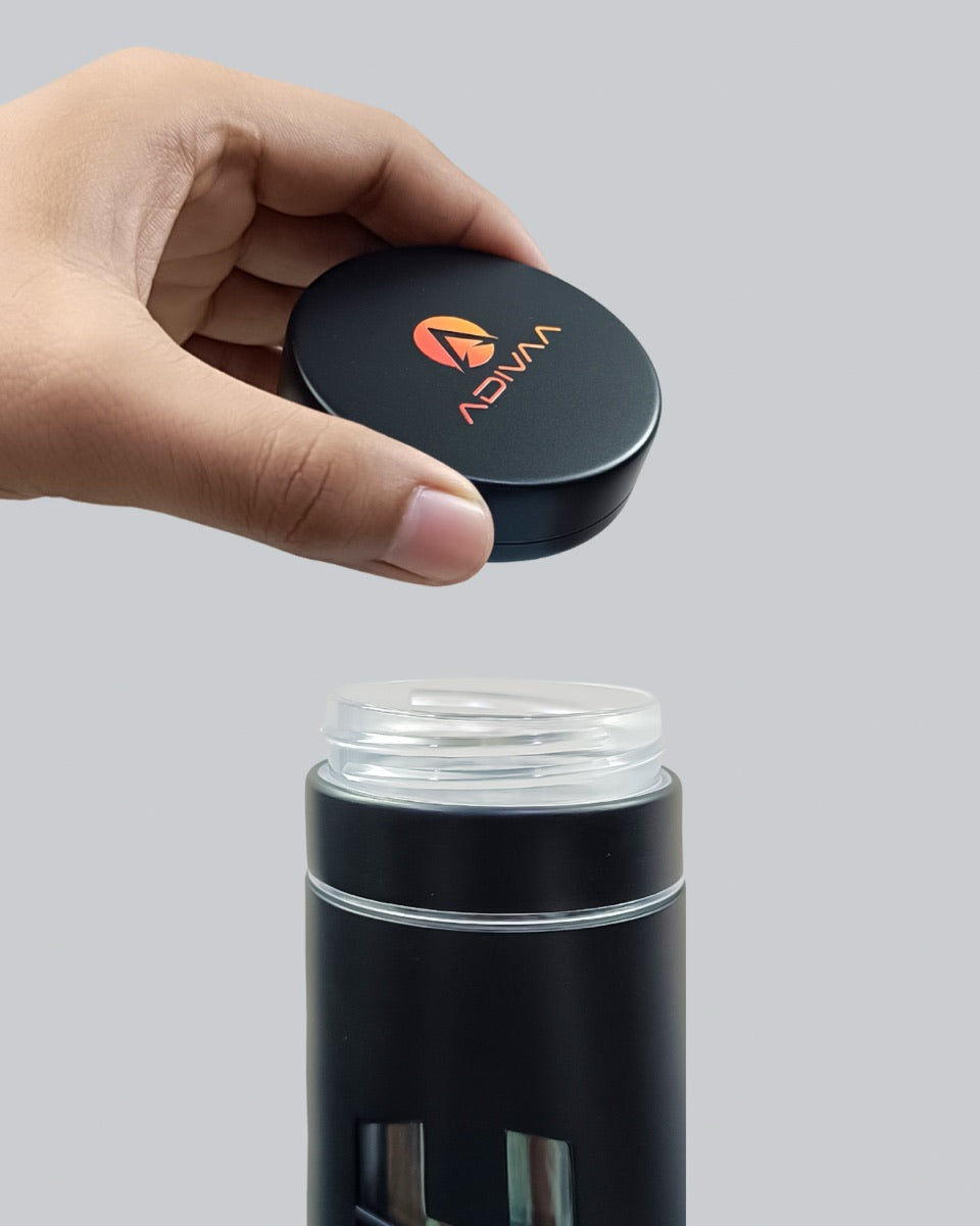 The machined twist lid lifted off the HydroMax bottle
