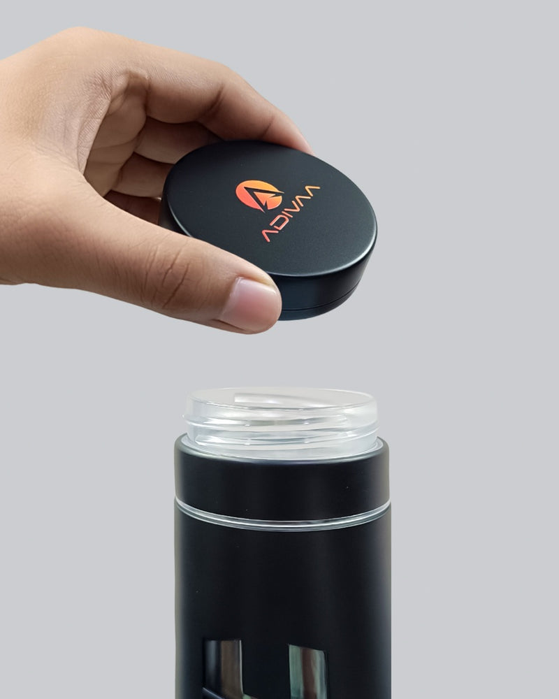 The machined twist lid lifted off the HydroMax bottle