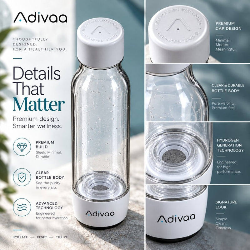 Details that matter: premium cap, clear and durable body, hydrogen generation technology